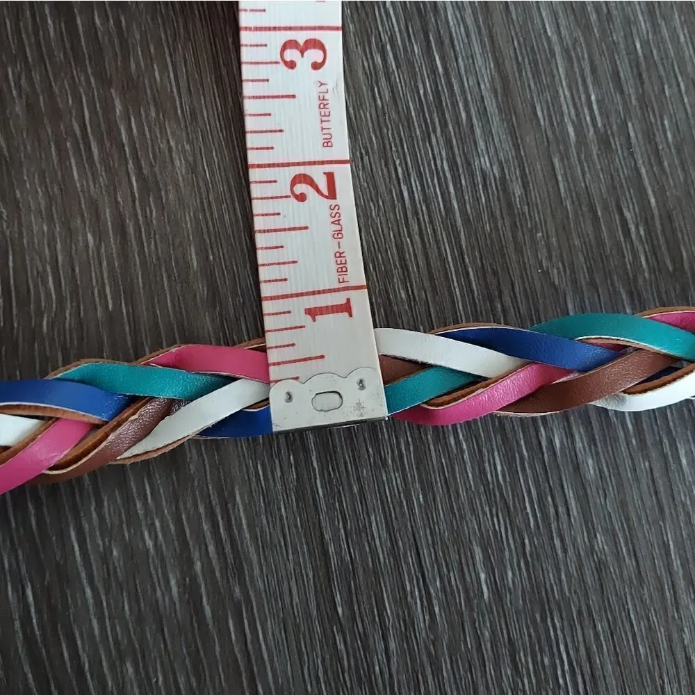 Multicolored Women's Braided Skinny Belt Size Large